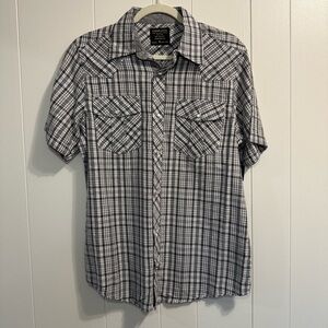 New with Tags Western Men's Plaid faux Pearl Snap-Down Shirt size Medium